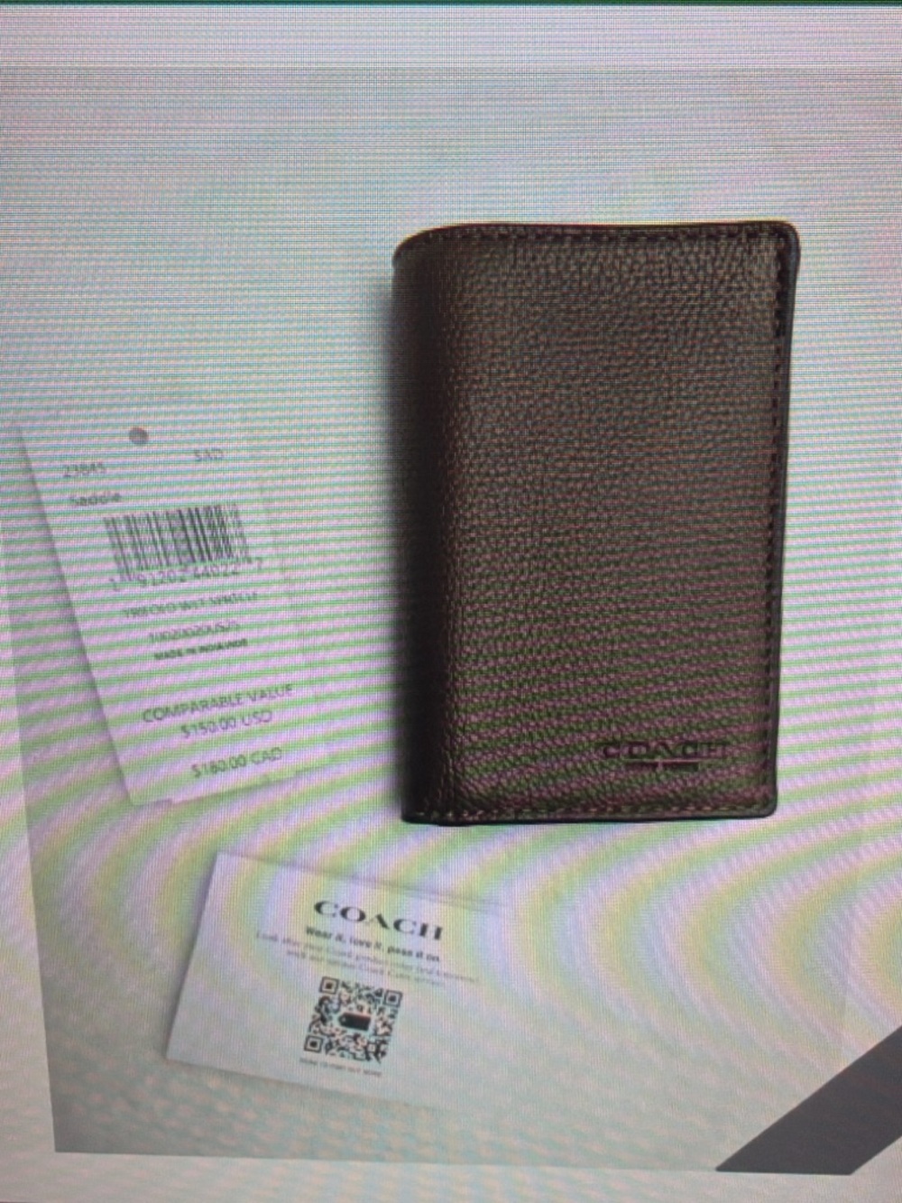 COACH Brown Pebbled Leather Trifold wallet men’s - Picture 4 of 4